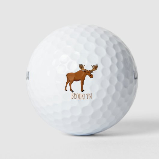 Funny moose cartoon illustratie golfballen (Voorkant)