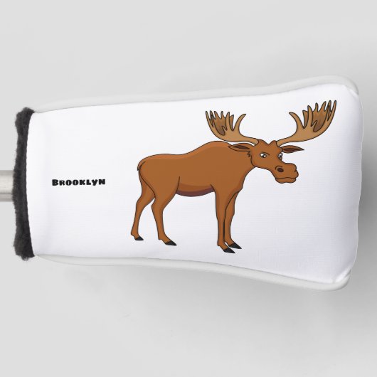 Funny moose cartoon illustratie golfheadcover (Voorkant)