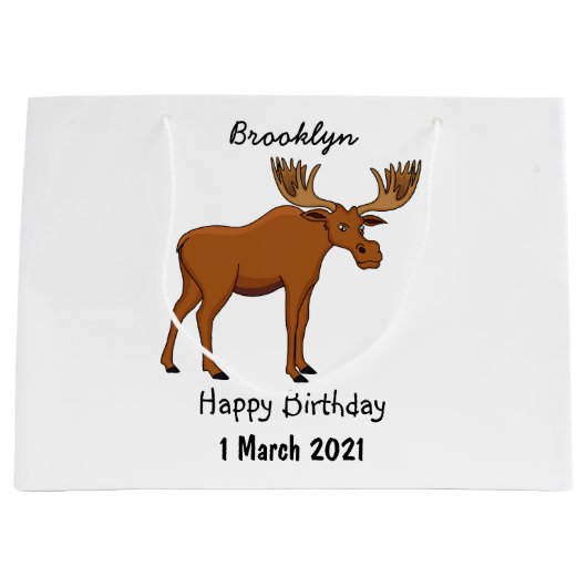 Funny moose cartoon illustratie groot cadeauzakje (Voorkant)
