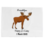 Funny moose cartoon illustratie groot cadeauzakje (Achterkant)