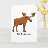 Funny moose cartoon illustratie kaart (Gele Bloem)