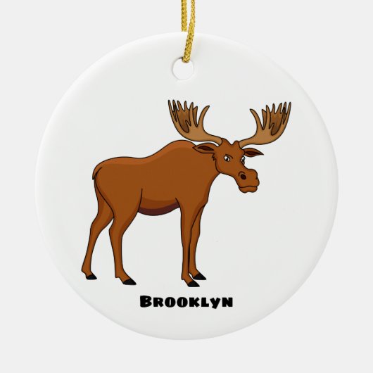 Funny moose cartoon illustratie keramisch ornament (Voorkant)