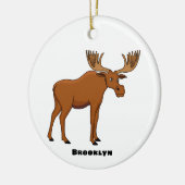Funny moose cartoon illustratie keramisch ornament (Links)
