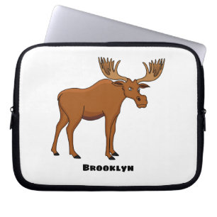 Funny moose cartoon illustratie laptop sleeve