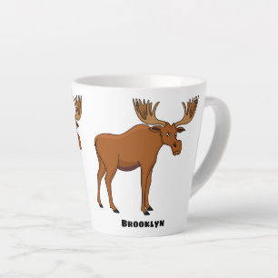 Funny moose cartoon illustratie latte mok