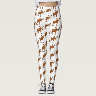 Funny moose cartoon illustratie leggings