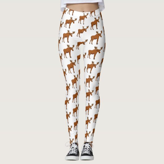 Funny moose cartoon illustratie leggings (Voorkant)