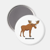 Funny moose cartoon illustratie magneet (Voorkant / Achterkant)