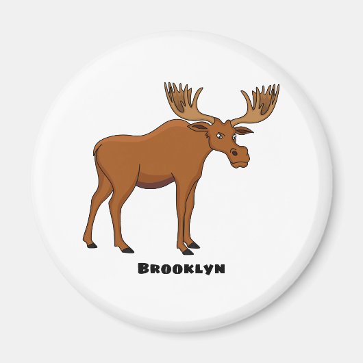 Funny moose cartoon illustratie magneet (Voorkant)