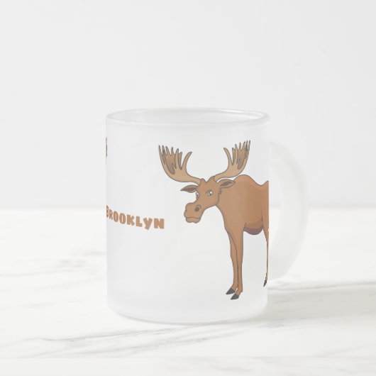 Funny moose cartoon illustratie matglas koffiemok (Voorkant rechts)