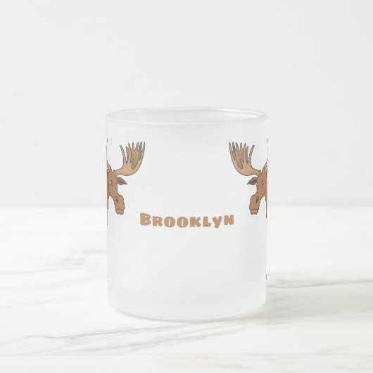 Funny moose cartoon illustratie matglas koffiemok (Center)