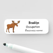 Funny moose cartoon illustratie naamplaatje (In situ)