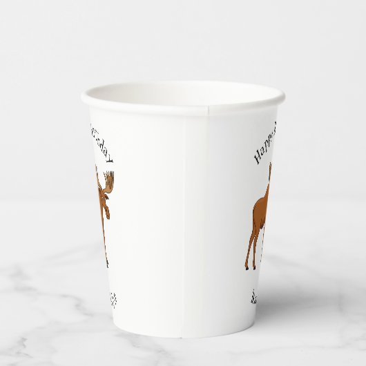 Funny moose cartoon illustratie papieren bekers (Rechts)