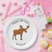 Funny moose cartoon illustratie papieren bordje (Feest)