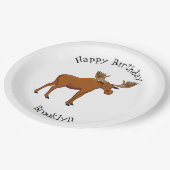 Funny moose cartoon illustratie papieren bordje (Gekanteld)