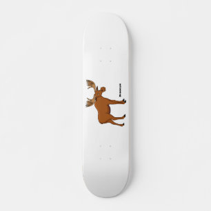 Funny moose cartoon illustratie persoonlijk skateboard