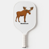 Funny moose cartoon illustratie pickleball paddle (Achterkant)