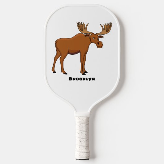 Funny moose cartoon illustratie pickleball paddle (Voorkant)
