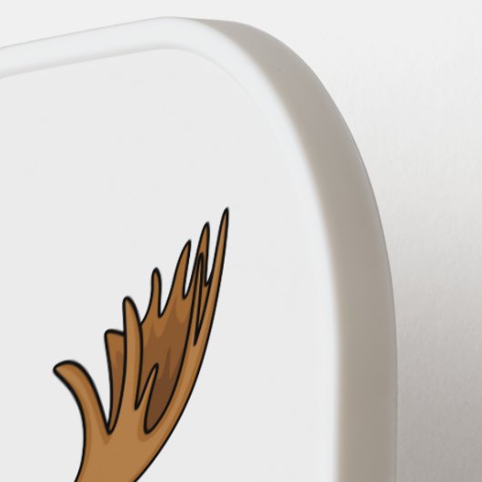 Funny moose cartoon illustratie pickleball paddle (Links Detail)