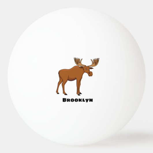 Funny moose cartoon illustratie pingpongbal (Voorkant)