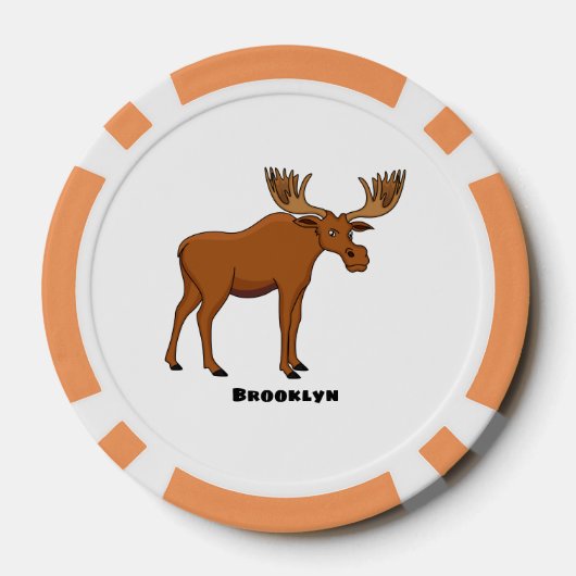 Funny moose cartoon illustratie poker chips (Achterkant)