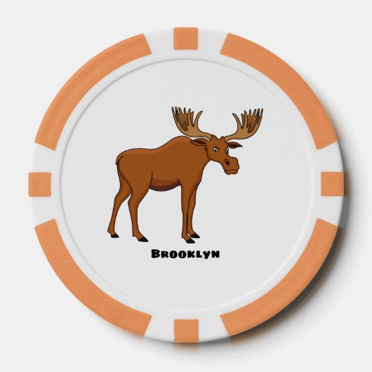 Funny moose cartoon illustratie poker chips (Voorkant)