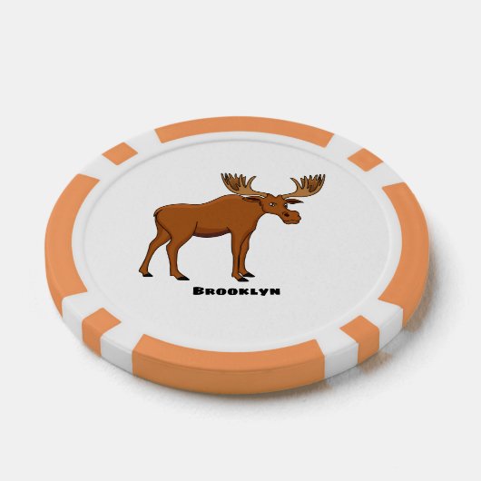Funny moose cartoon illustratie poker chips (Enkel)