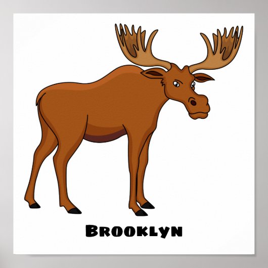 Funny moose cartoon illustratie poster (Voorkant)