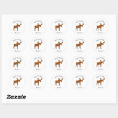 Funny moose cartoon illustratie ronde sticker (Vel)