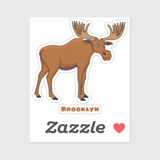 Funny moose cartoon illustratie sticker (Vel)