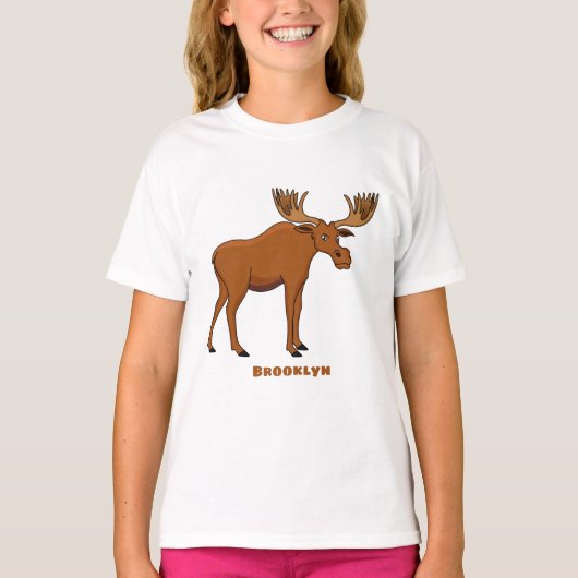 Funny moose cartoon illustratie t-shirt (Voorkant)