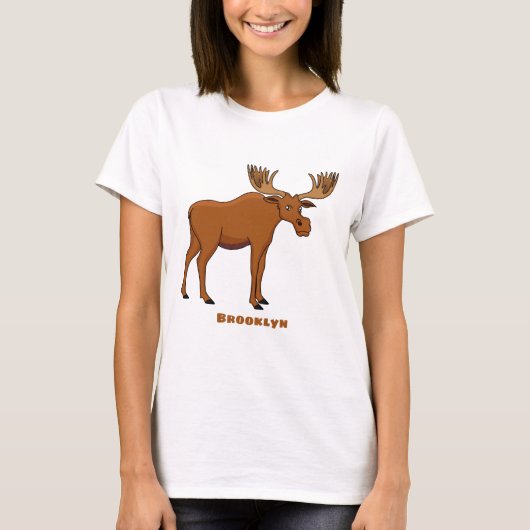 Funny moose cartoon illustratie t-shirt (Voorkant)