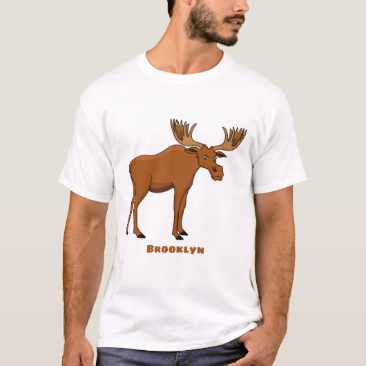 Funny moose cartoon illustratie t-shirt (Voorkant)