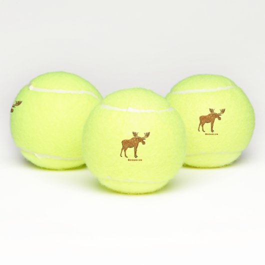Funny moose cartoon illustratie tennisballen (Multi)