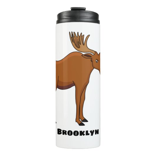Funny moose cartoon illustratie thermosbeker (Voorkant)