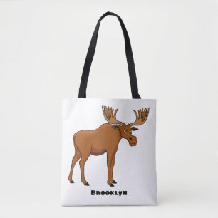 Funny moose cartoon illustratie tote bag