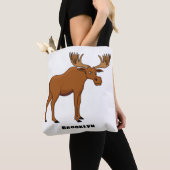 Funny moose cartoon illustratie tote bag (Dichtbij)