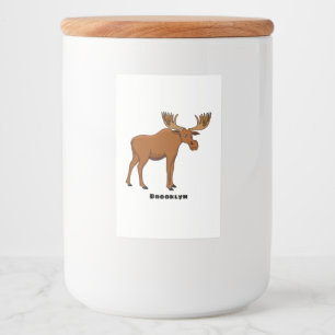 Funny moose cartoon illustratie voedselcontainer etiket