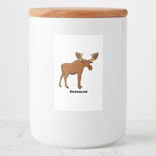 Funny moose cartoon illustratie voedselcontainer etiket (Voorkant)