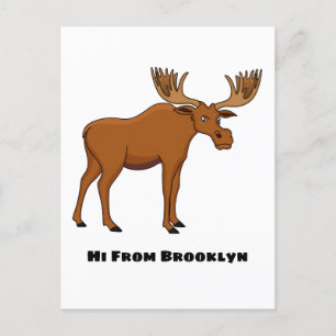 Funny moose cartoon illustration  briefkaart