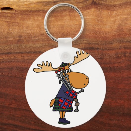 Funny Moose die Bagpipes speelt Sleutelhanger (Voorkant)