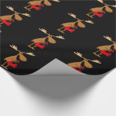 Funny Moose die Red Saxophone speelt Cadeaupapier (Hoek)