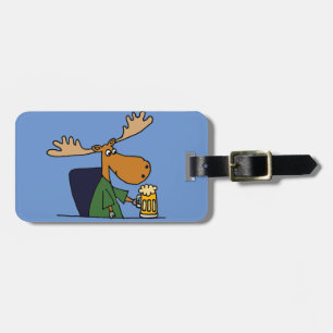 Funny Moose Drink Cartoon van bier Bagagelabel