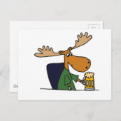 Funny Moose Drink Cartoon van bier Briefkaart (Voorkant / Achterkant)