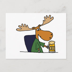 Funny Moose Drink Cartoon van bier Briefkaart