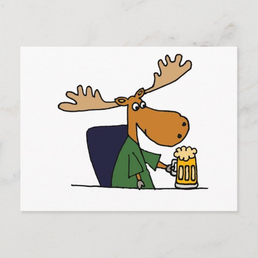 Funny Moose Drink Cartoon van bier Briefkaart (Voorkant)