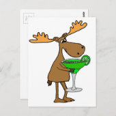 Funny Moose Drink Margarita Artwork Briefkaart (Voorkant / Achterkant)