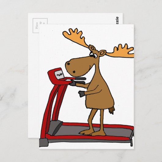 Funny Moose Exercising op de Cartoon van de papier Briefkaart (Voorkant / Achterkant)