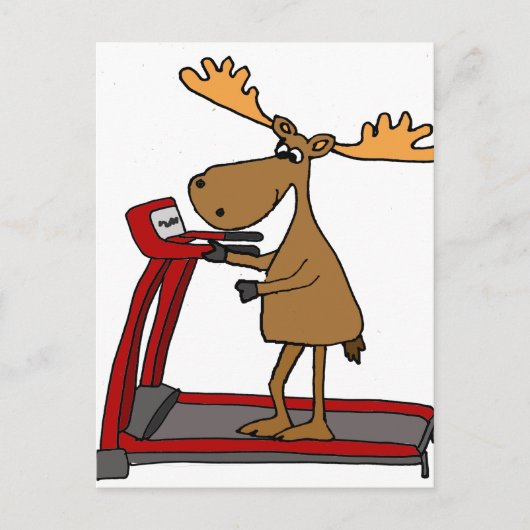 Funny Moose Exercising op de Cartoon van de papier Briefkaart (Voorkant)
