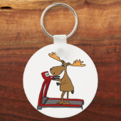 Funny Moose Exercising op de Cartoon van de papier Sleutelhanger (Voorkant)